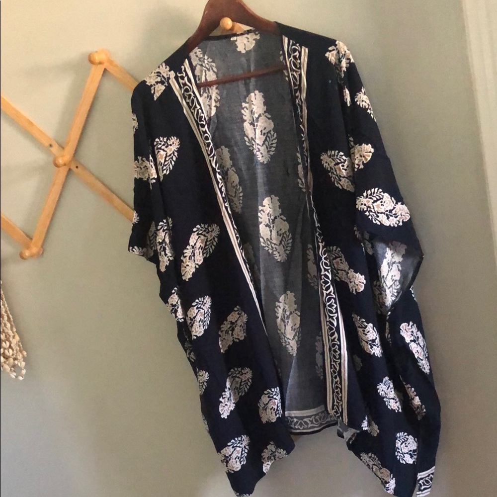 Navy and White Wmns Kimono XL